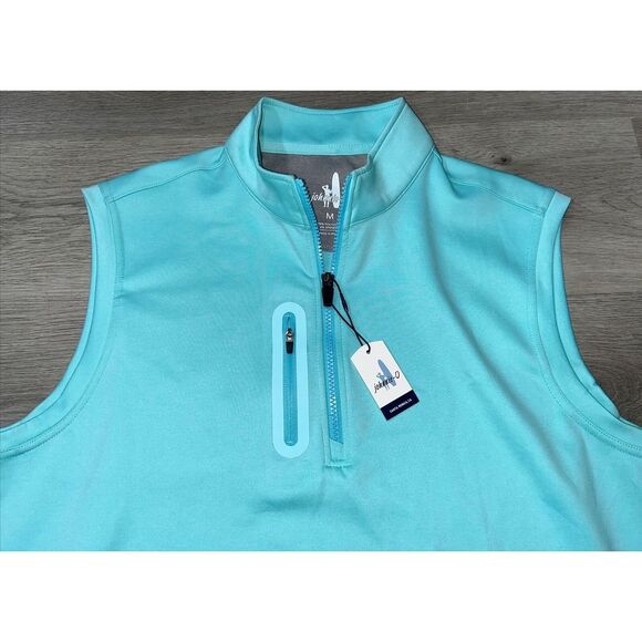 Johnnie-O Denny Men's Performance Vest Cay Turquoise Quarter-Zip Size M NWT - Picture 1 of 10